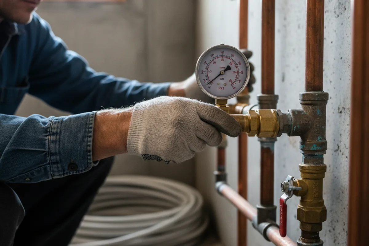 Pressure testing a repaired line during Water Line Repair in Alabaster